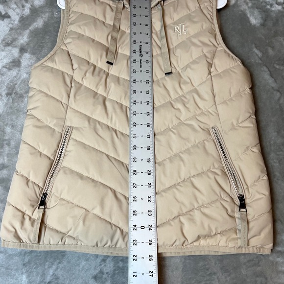 Lauren Ralph Lauren Quilted Puffer Vest Hooded Zip Front Beige Women's Medium - Picture 4 of 6